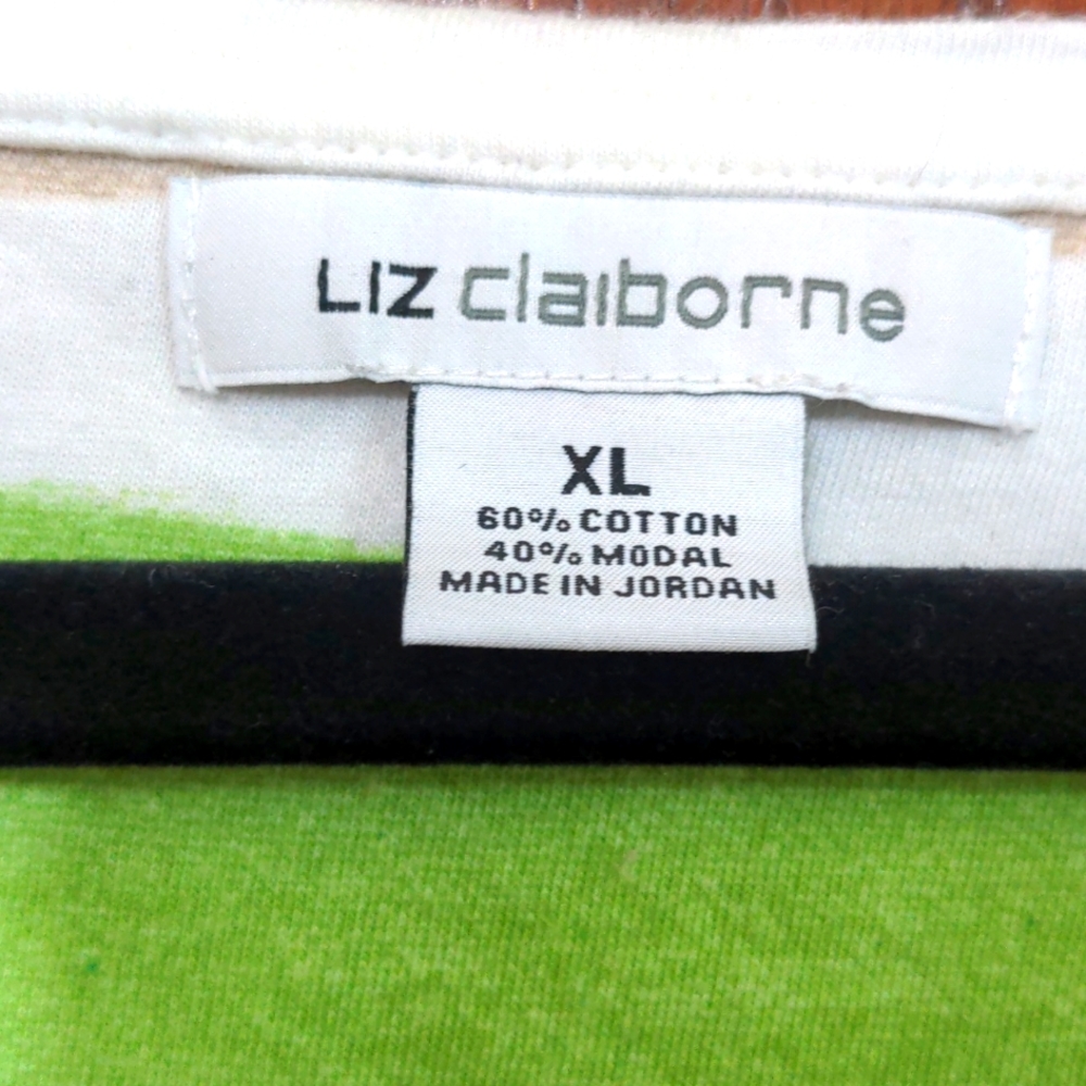 Liz Claiborne Pastel Striped Short Sleeve Top Size XL - Picture 4 of 5